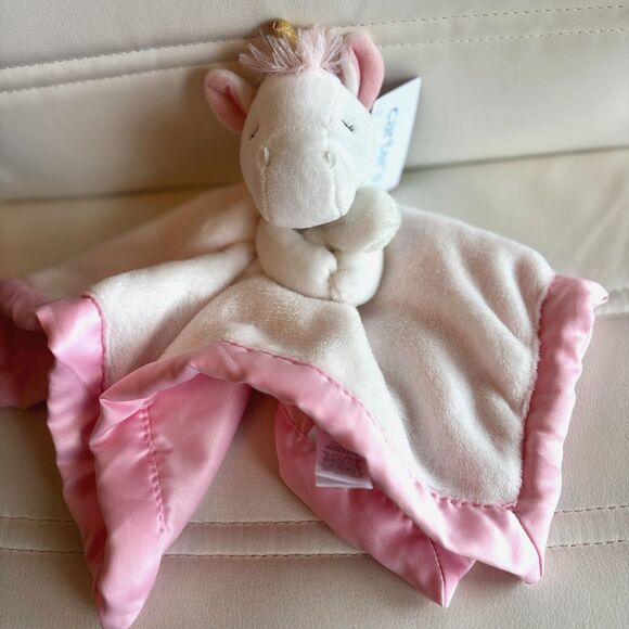 Carter's Pink Unicorn Baby Girl's Super Plush Lovey Security Blanket Tag A Long - Picture 1 of 3